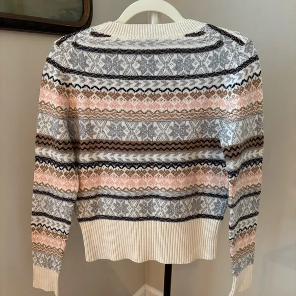 J. Crew Cream, Pink & Gray Fair Isle Crewneck Sweater - Picture 5 of 7